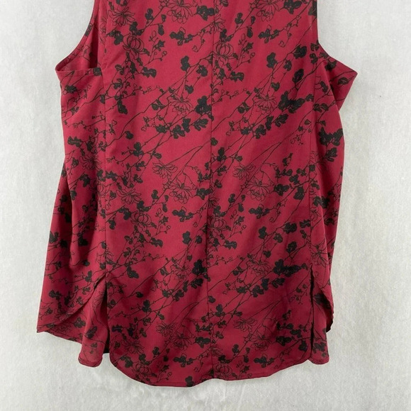 BCBGeneration Blouse Women's Sz S Burgundy Black Floral Sleeveless Flowy Button - Picture 7 of 12